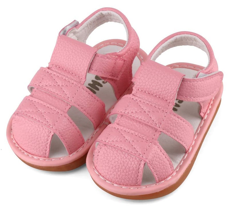 CINDEAR Baby Boys & Girls Sandals Squeaky Closed-Toe Anti-Slip Premium Rubber Sole Toddler First Walkers Shoes Indoor & Outdoor with Removable Squeakers 1302-PK15 - Image 5